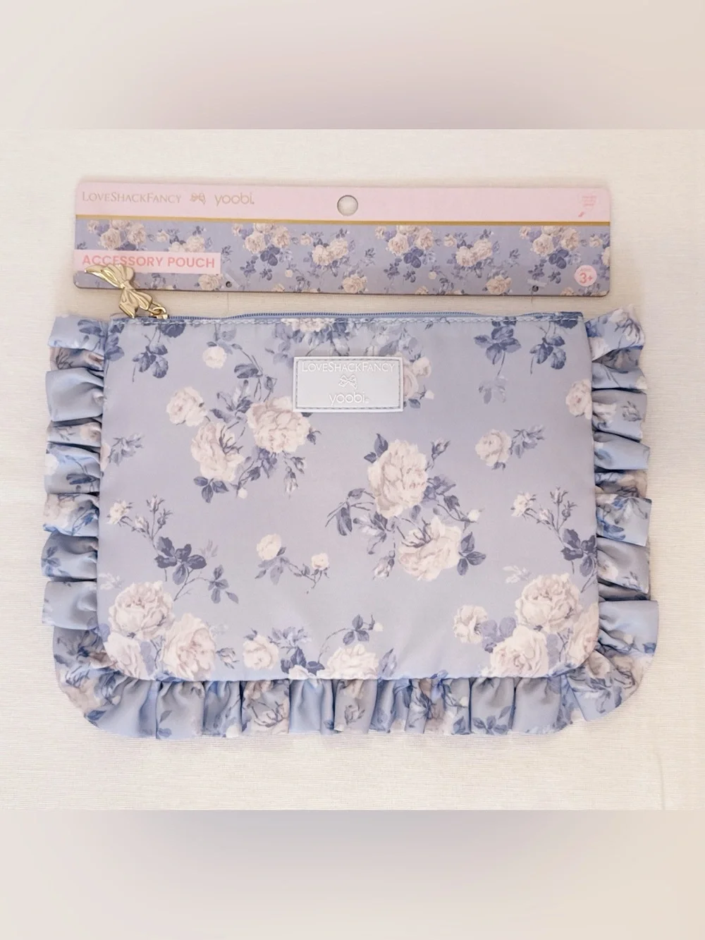 NWT LoveShackFancy x Target Yoobi Ruffle Pencil Case Pouch Whisper Blue
